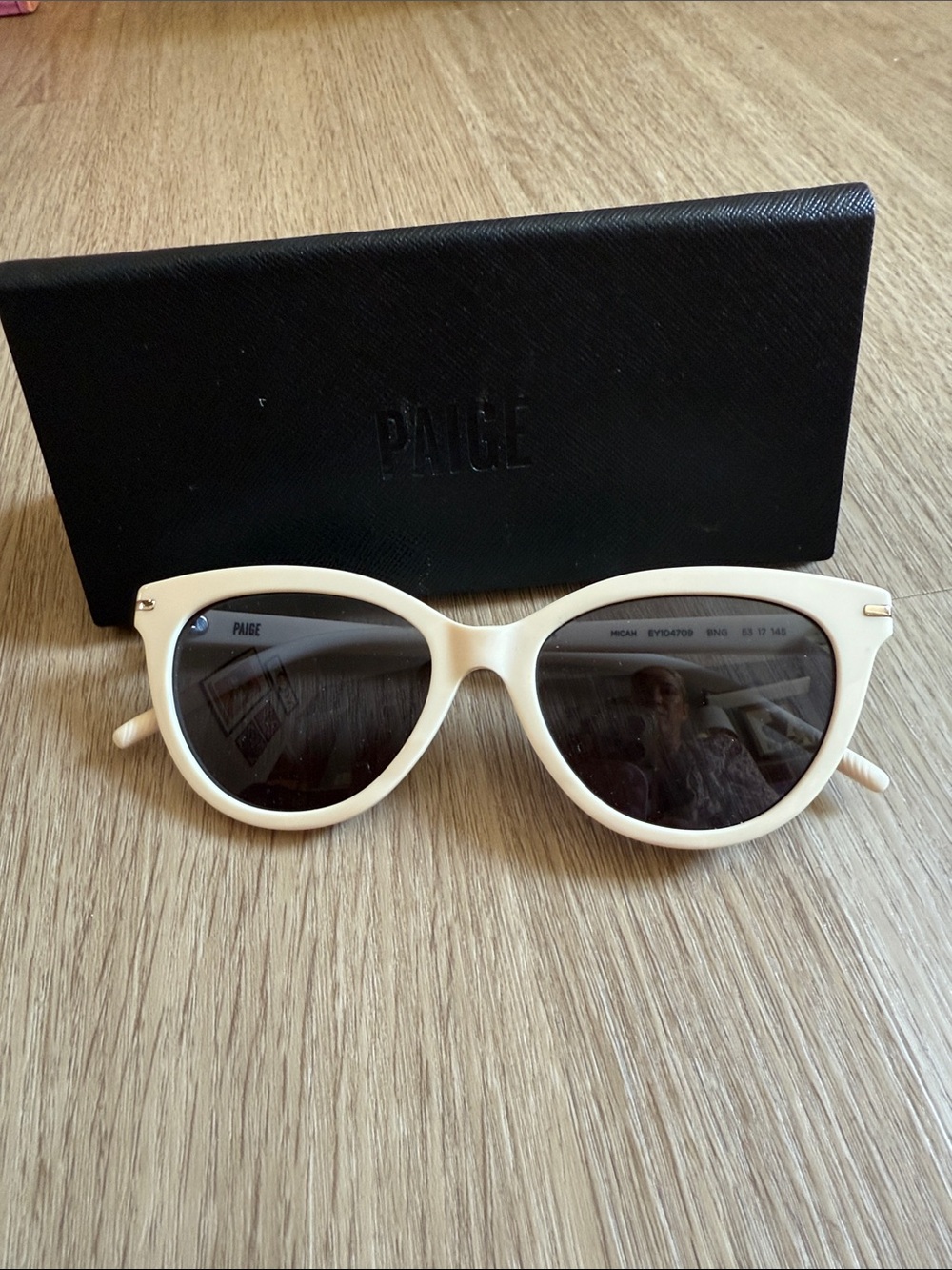 PAIGE White/Cream Cat-Eye Sunglasses with Dark Lenses